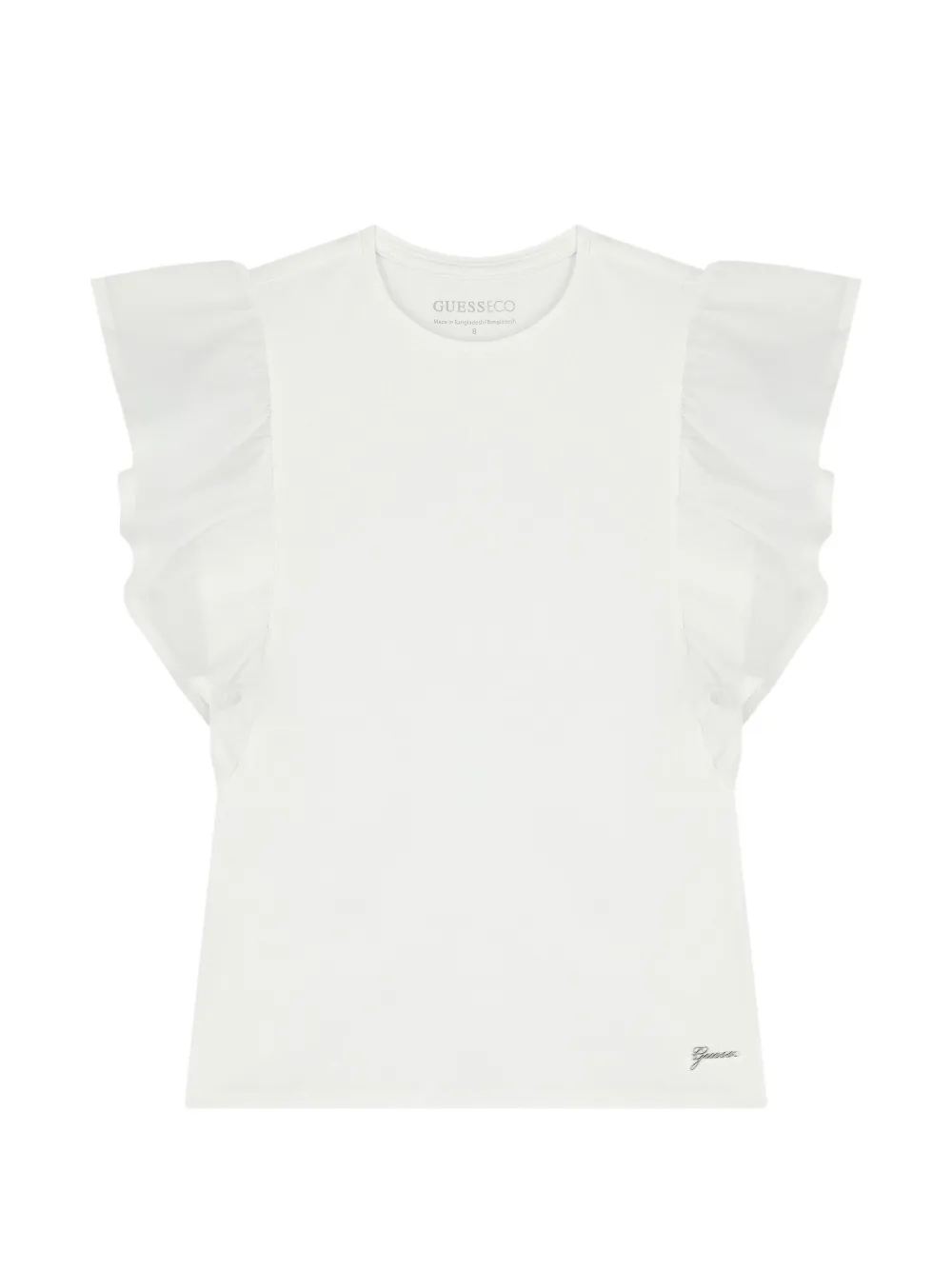 guess kids ruffled-sleeve T-shirt - Bianco