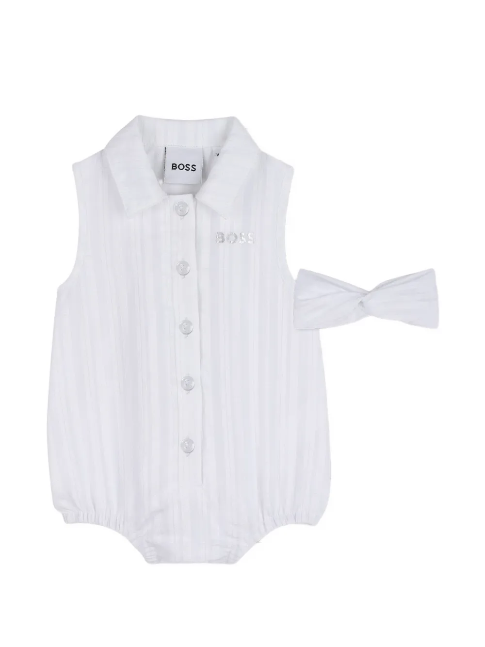 BOSS Kidswear striped romper set - White