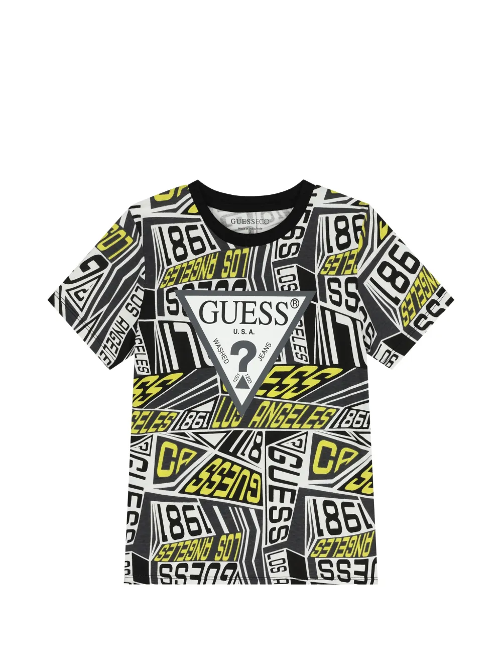 guess kids geometric-print T-shirt - Nero