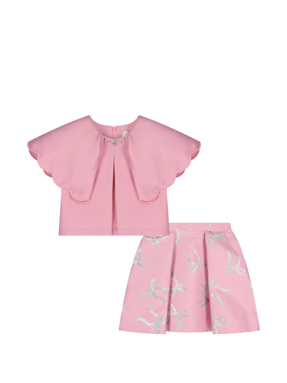 MAMA LUMA KIDS scalloped bow skirt set (set of two) - Rosa