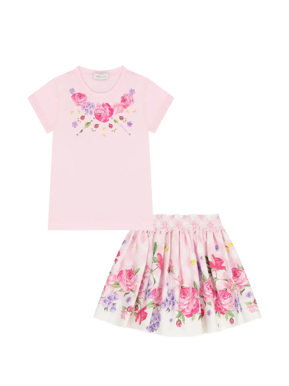 Monnalisa Set con gonna a fiori - Rosa