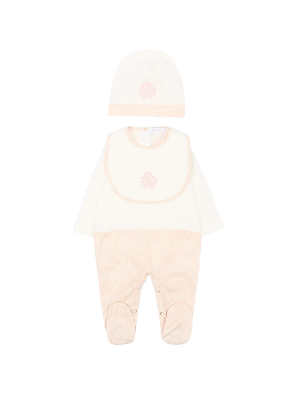 Roberto Cavalli Junior monogram-embroidery babygrow set - Nude