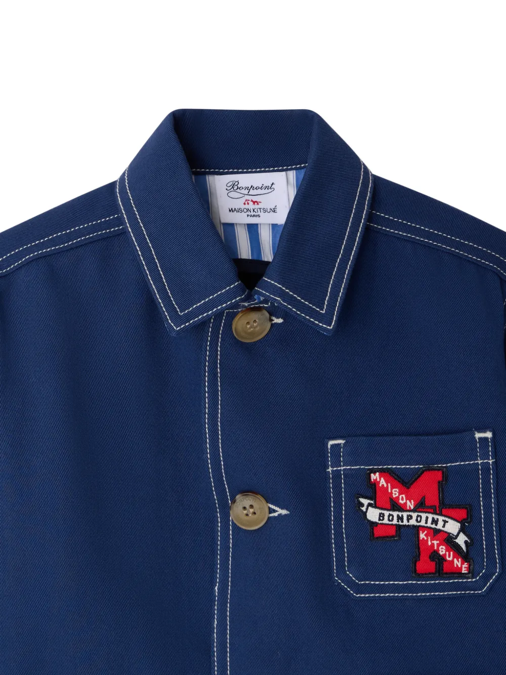 Bonpoint x Maison Kitsuné Linus jack met contrasterend stiksel Blauw
