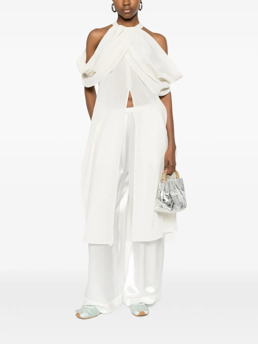  Eleh Halterneck Draped Top - Neutrals 