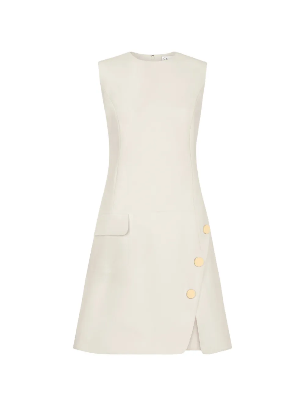 Oscar de la Renta button-detailed wool-blend dress - Toni neutri