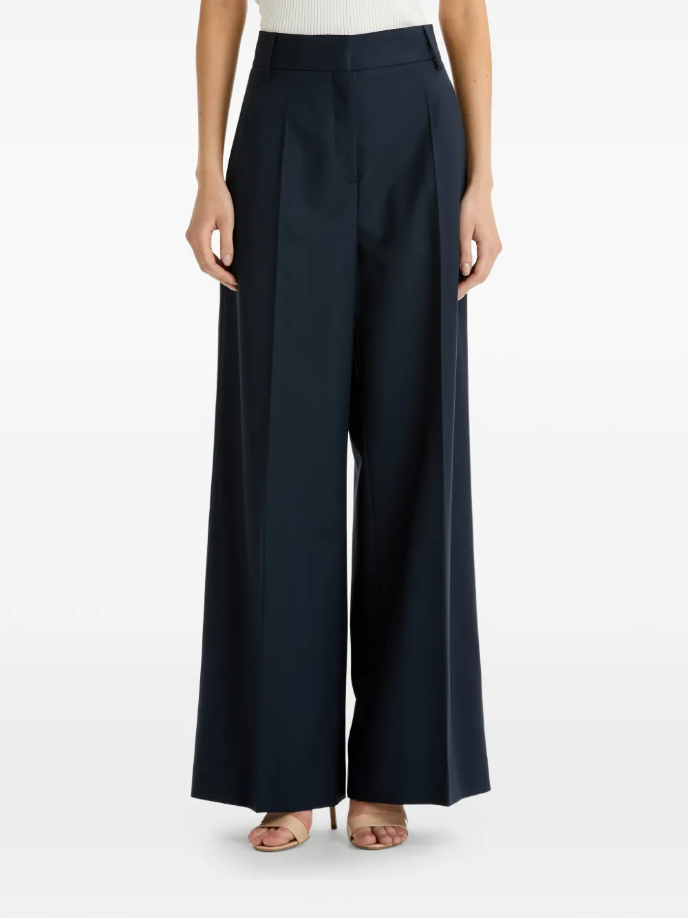 Oscar de la Renta Broek met wijde pijpen van wolblend Blauw