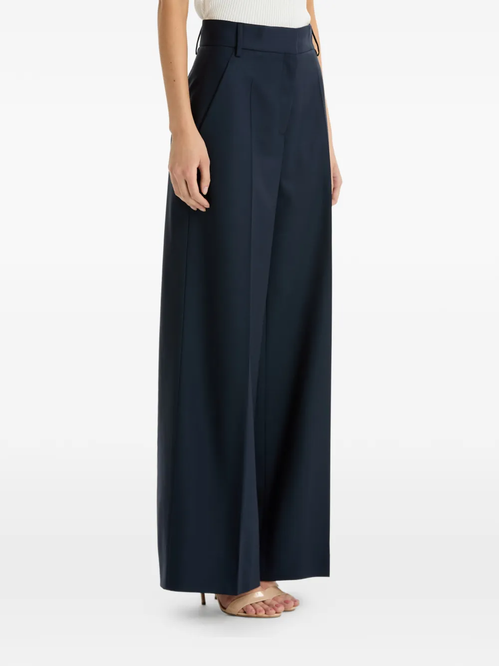 Oscar de la Renta Broek met wijde pijpen van wolblend Blauw