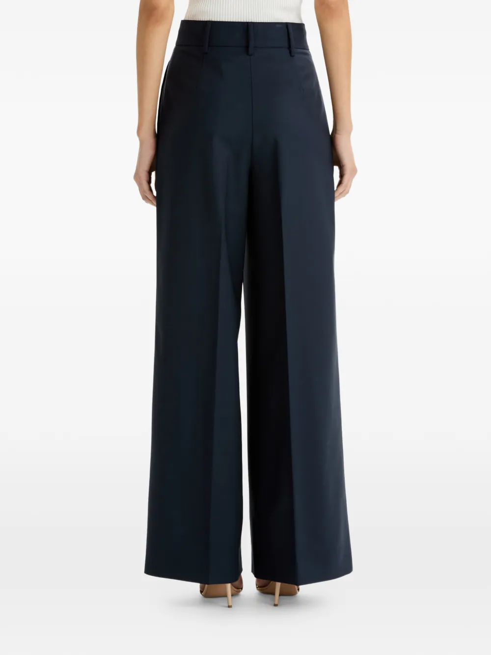 Oscar de la Renta Broek met wijde pijpen van wolblend Blauw