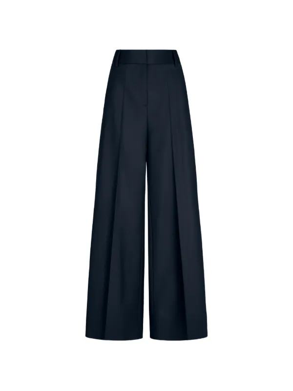 Oscar de la Renta Wide-leg Wool-blend Pant in Blue
