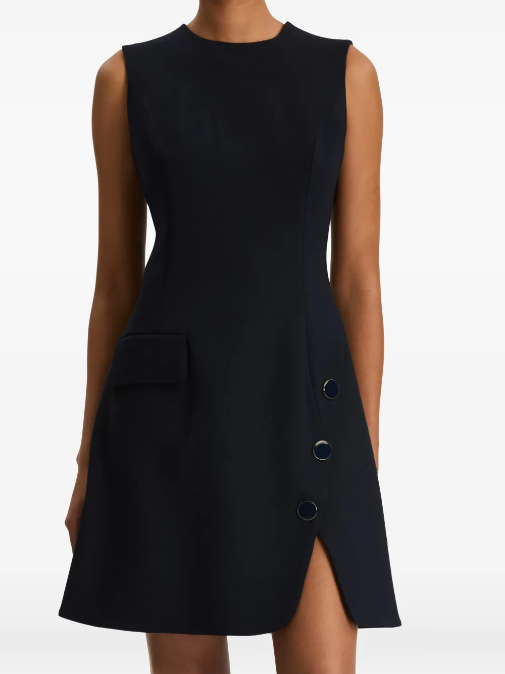 Oscar de la Renta Mouwloze jurk met knoopdetail Blauw