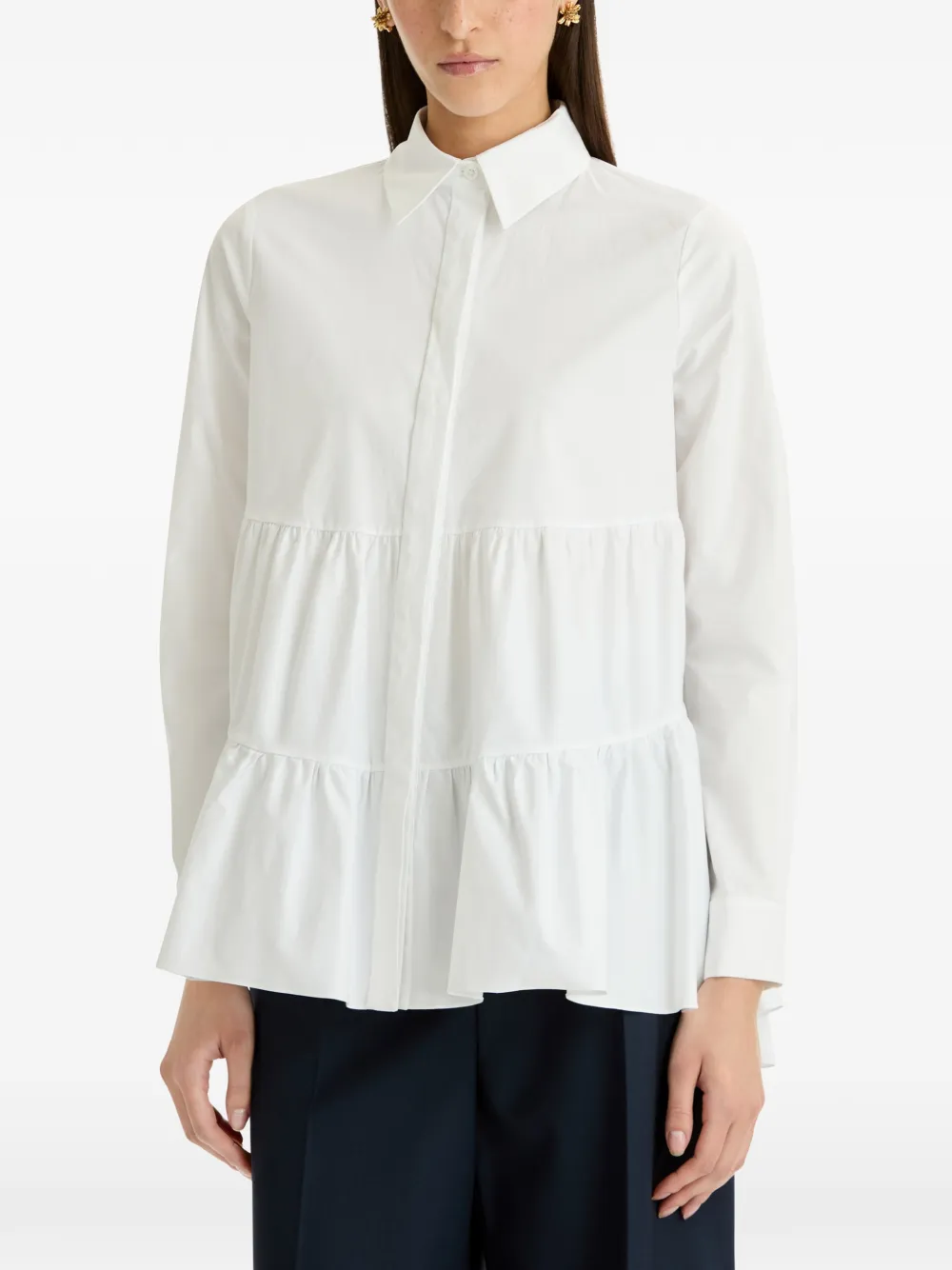 Oscar de la Renta Gelaagde popeline blouse van katoen Wit
