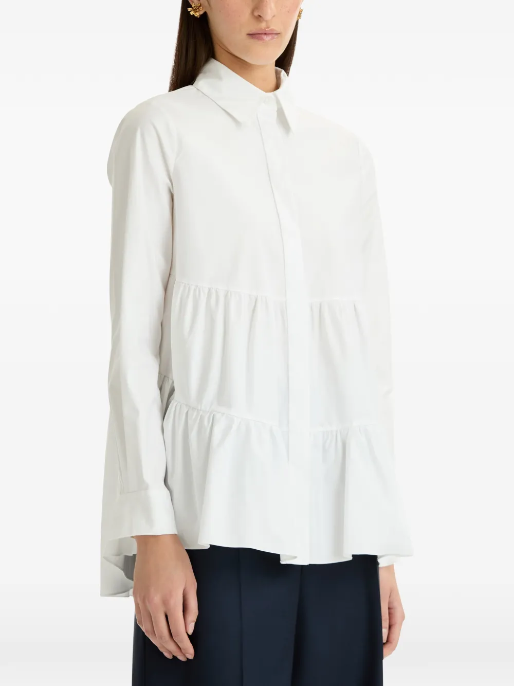 Oscar de la Renta Gelaagde popeline blouse van katoen Wit
