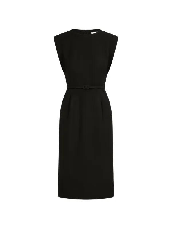 Oscar de la Renta Stitch-detailed Wool-blend Pencil Dress in Black