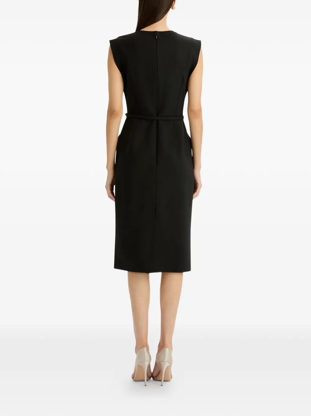 Oscar de la Renta Kokerjurk met stikseldetail van wolblend Zwart