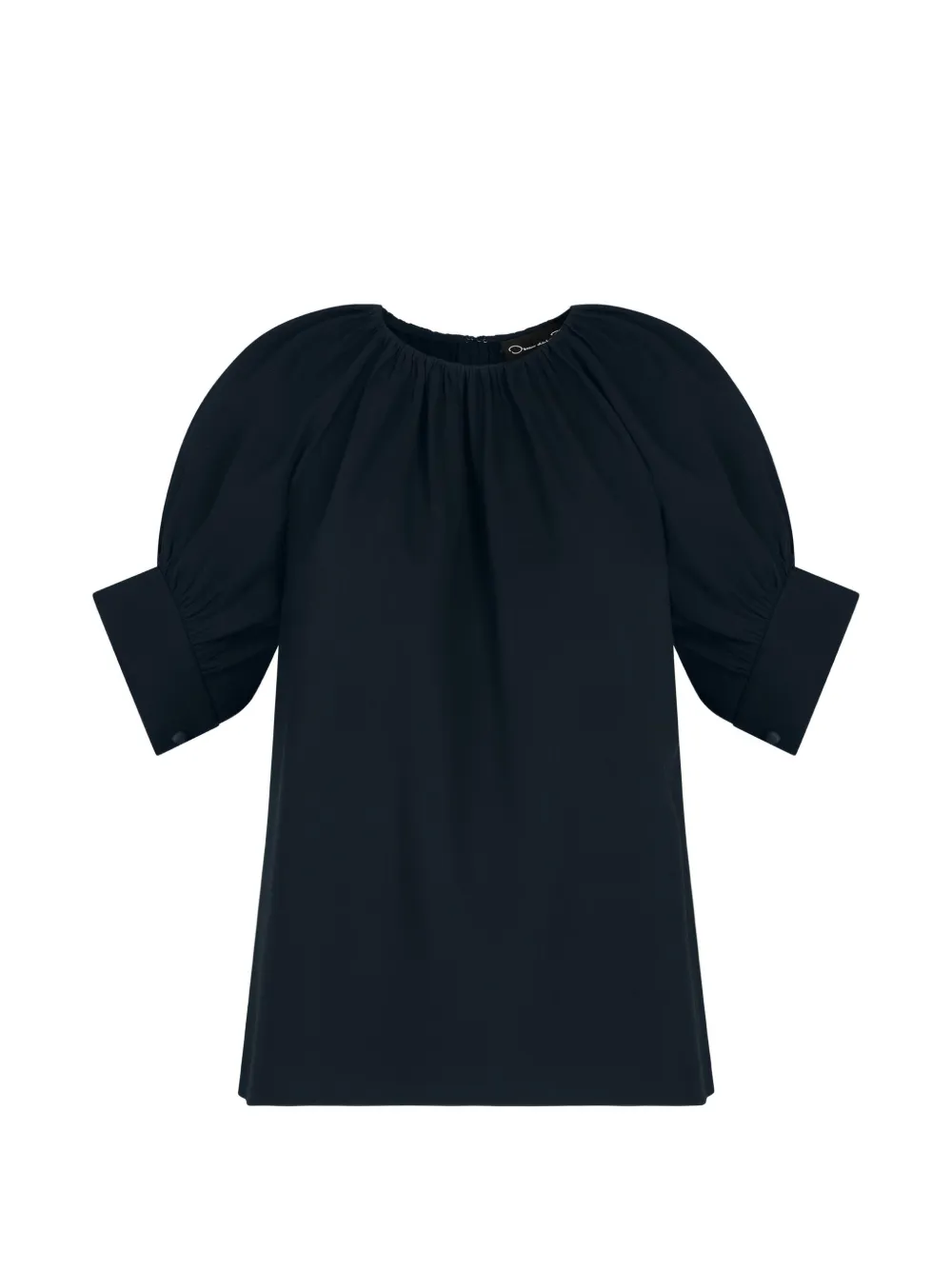 Oscar de la Renta gathered silk georgette blouse - Blu