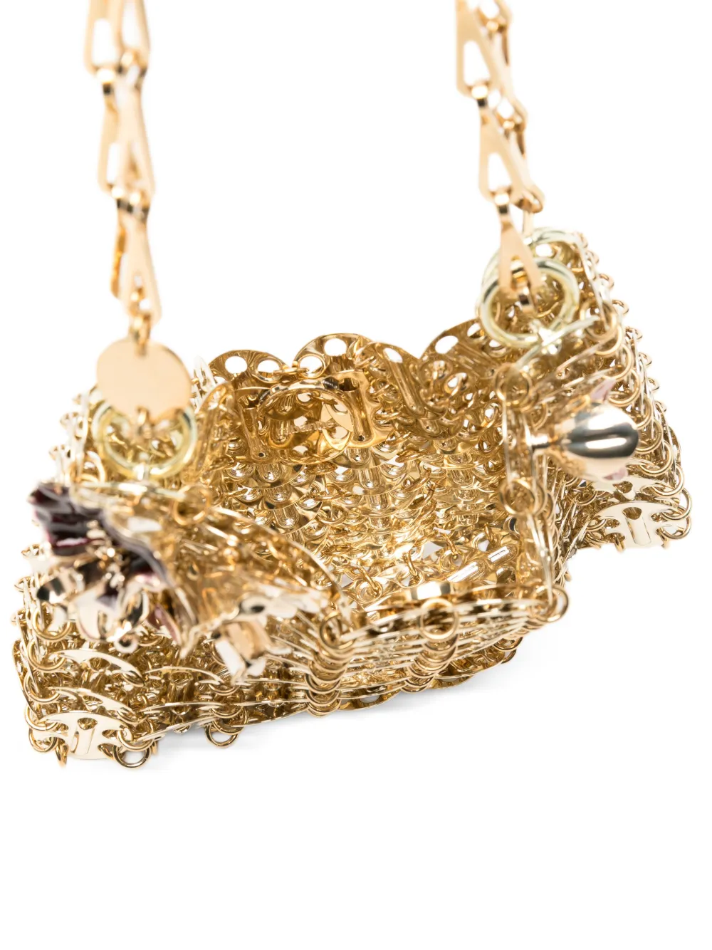 Rabanne 1969 schoudertas met bloembedel Goud