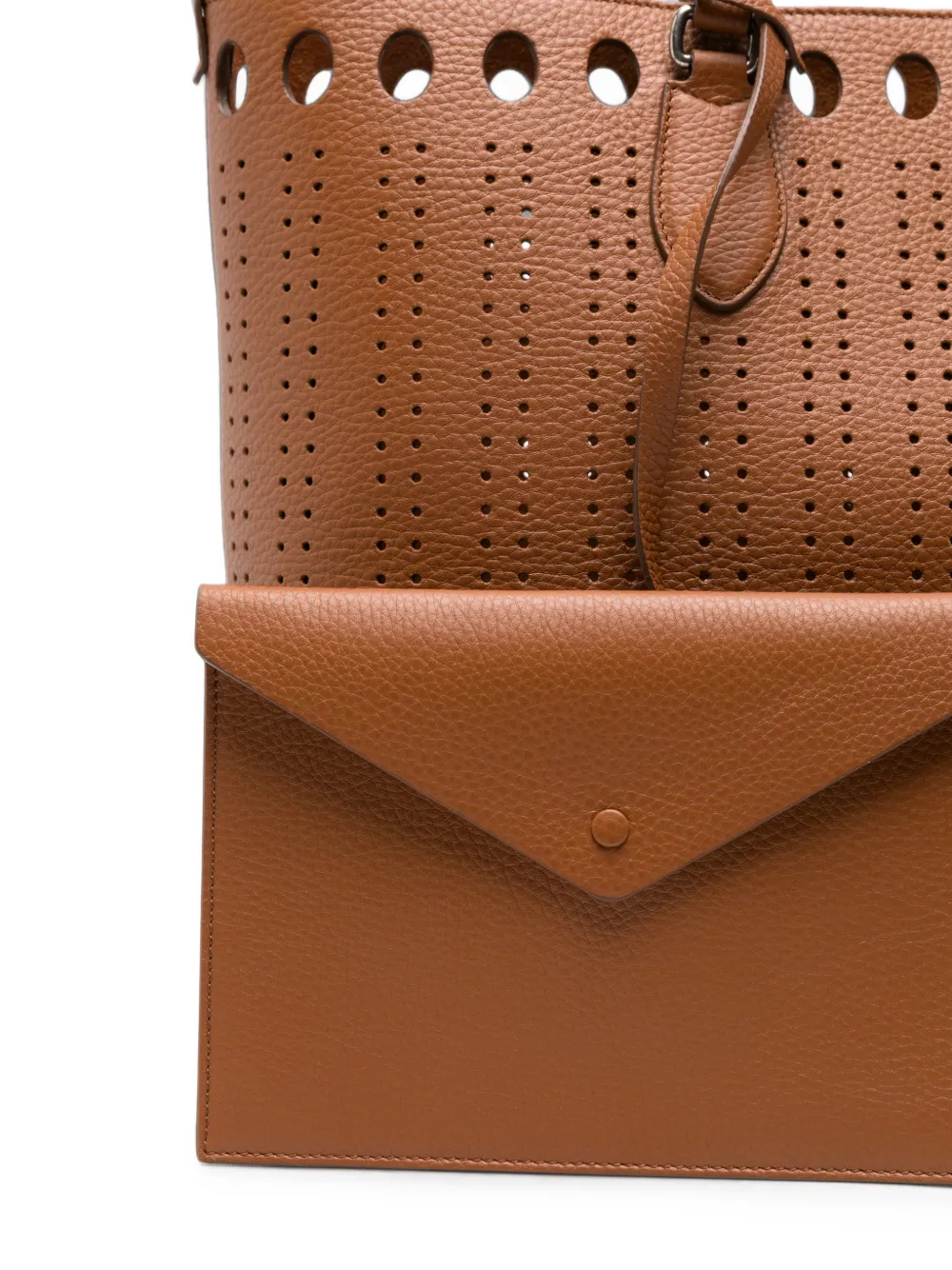 Valentino Garavani VLogo Signature leren shopper met geperforeerde details Bruin