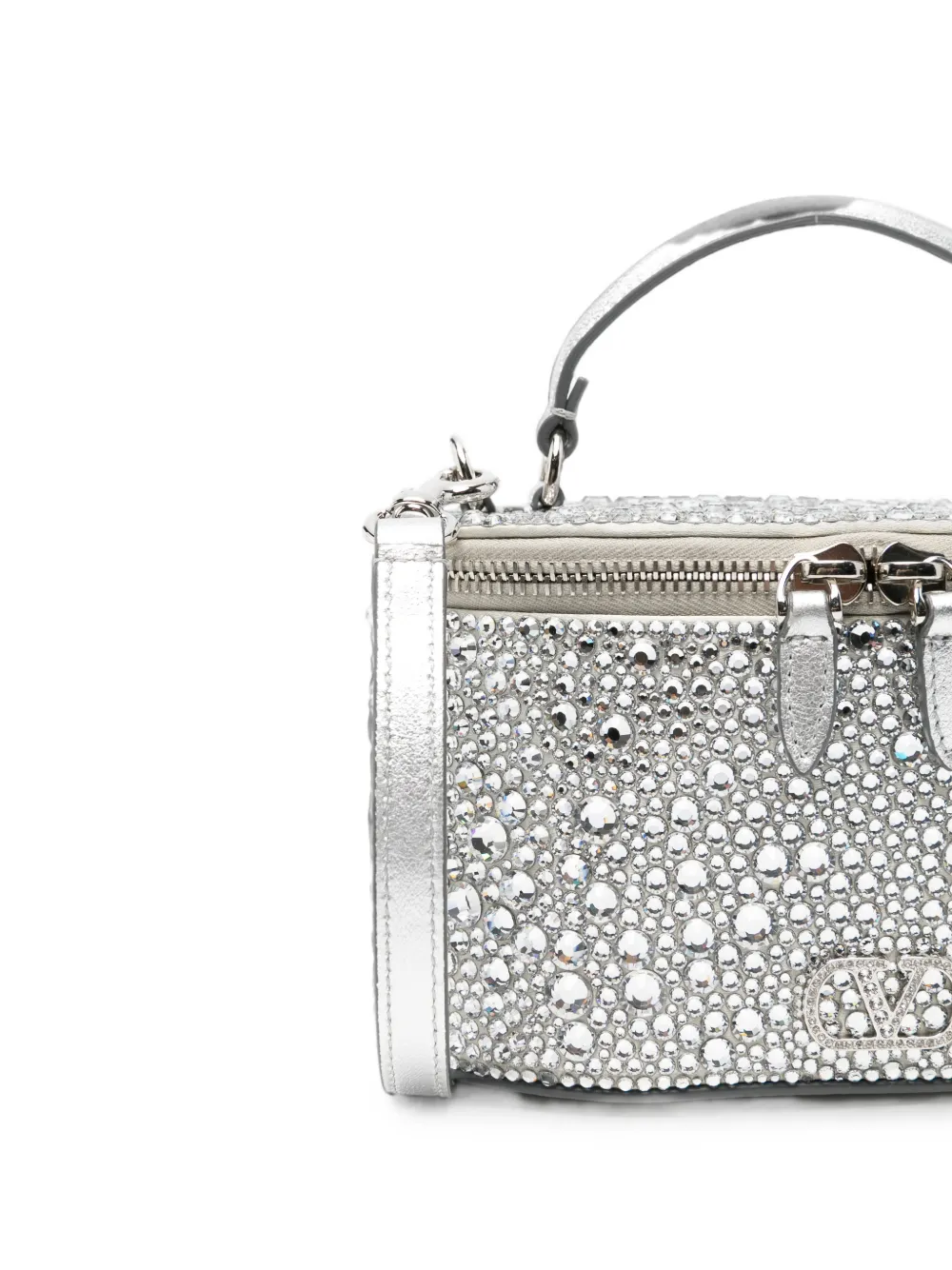 Valentino Garavani VLogo Signature toilettas verfraaid met kristallen Zilver