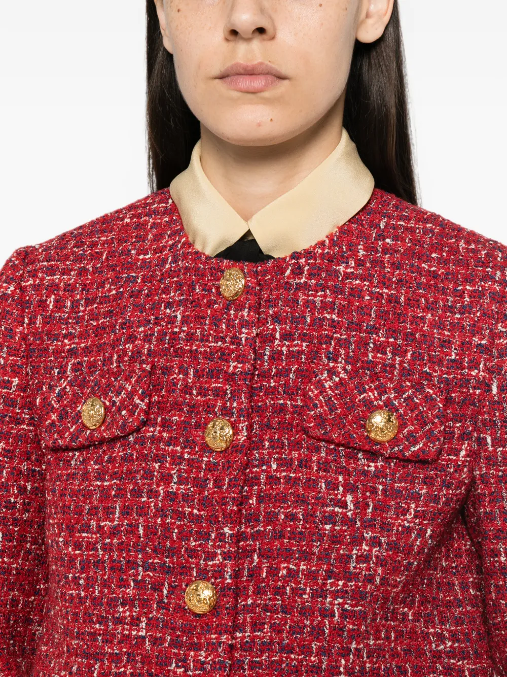Valentino Garavani Tweed jack met knopen Rood