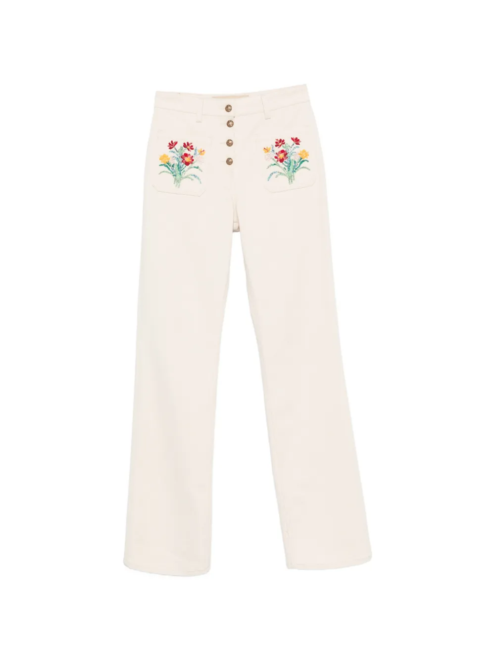 Valentino Garavani floral-embroidered jeans - Nude