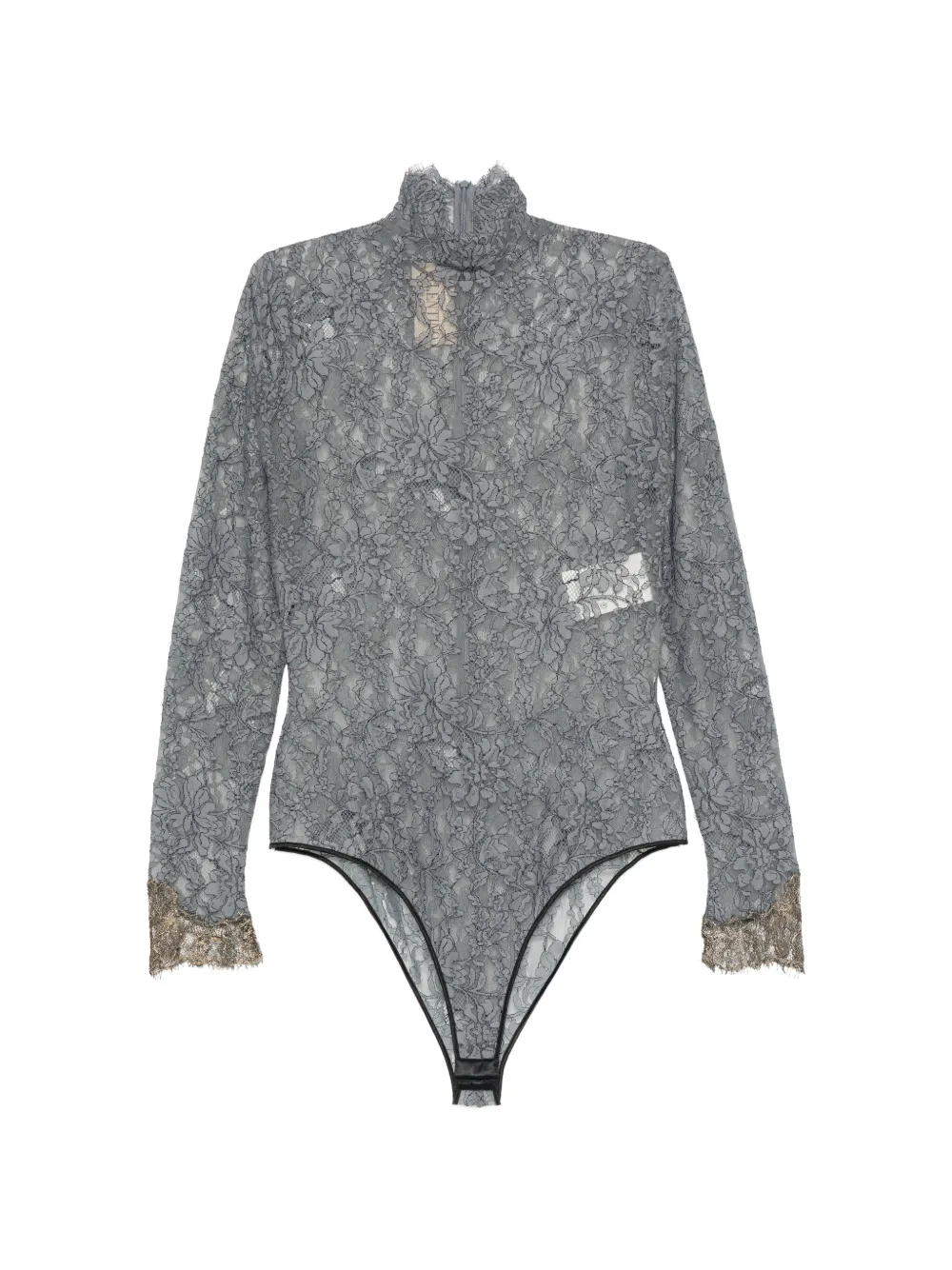 Valentino Garavani lace-detail long-sleeve bodysuit - Grigio