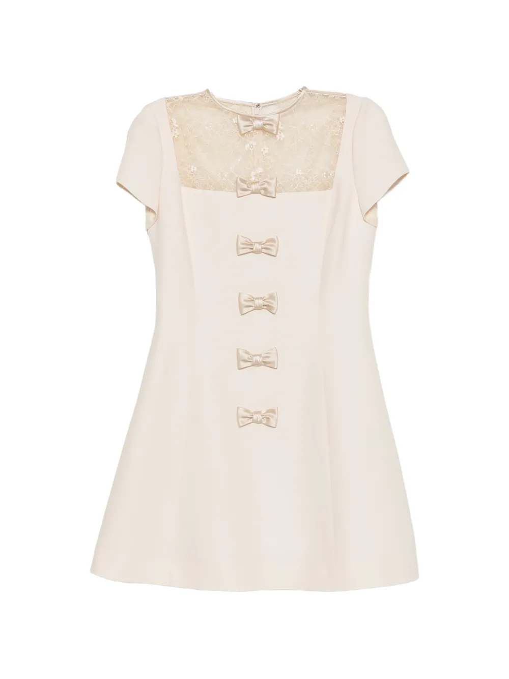 Valentino Garavani lace-panelled bow-detail mini dress - Nude