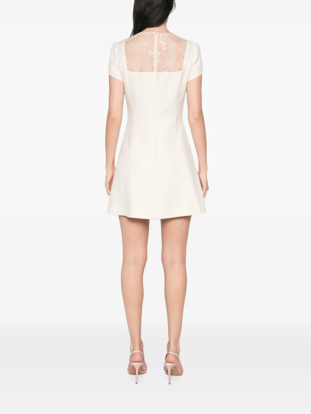 Valentino Garavani Mini-jurk met kanten vlakken en strikdetail Beige