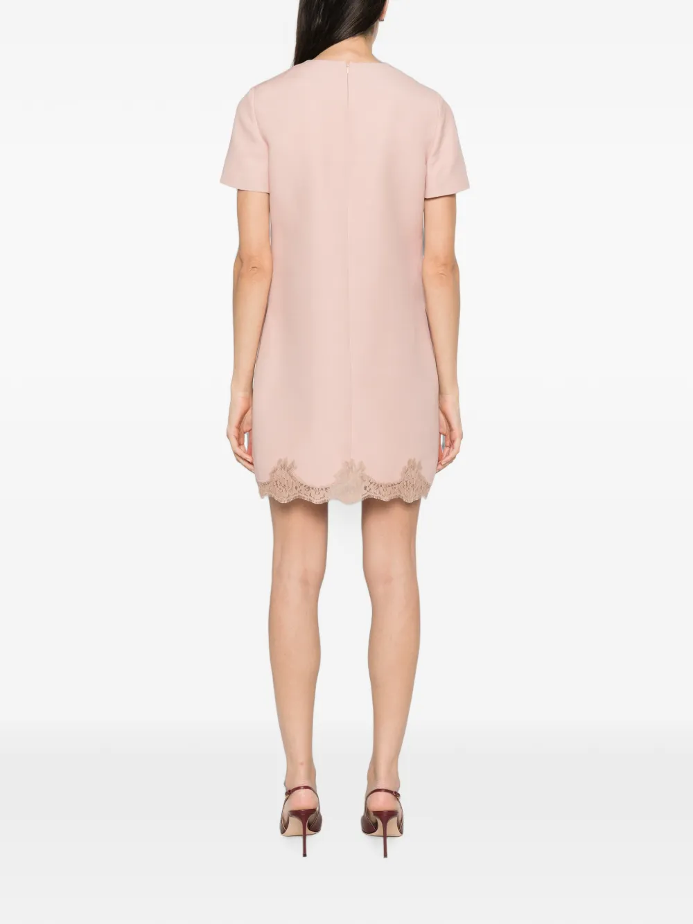 Valentino Garavani Shift mini-jurk met kanten afwerking Roze