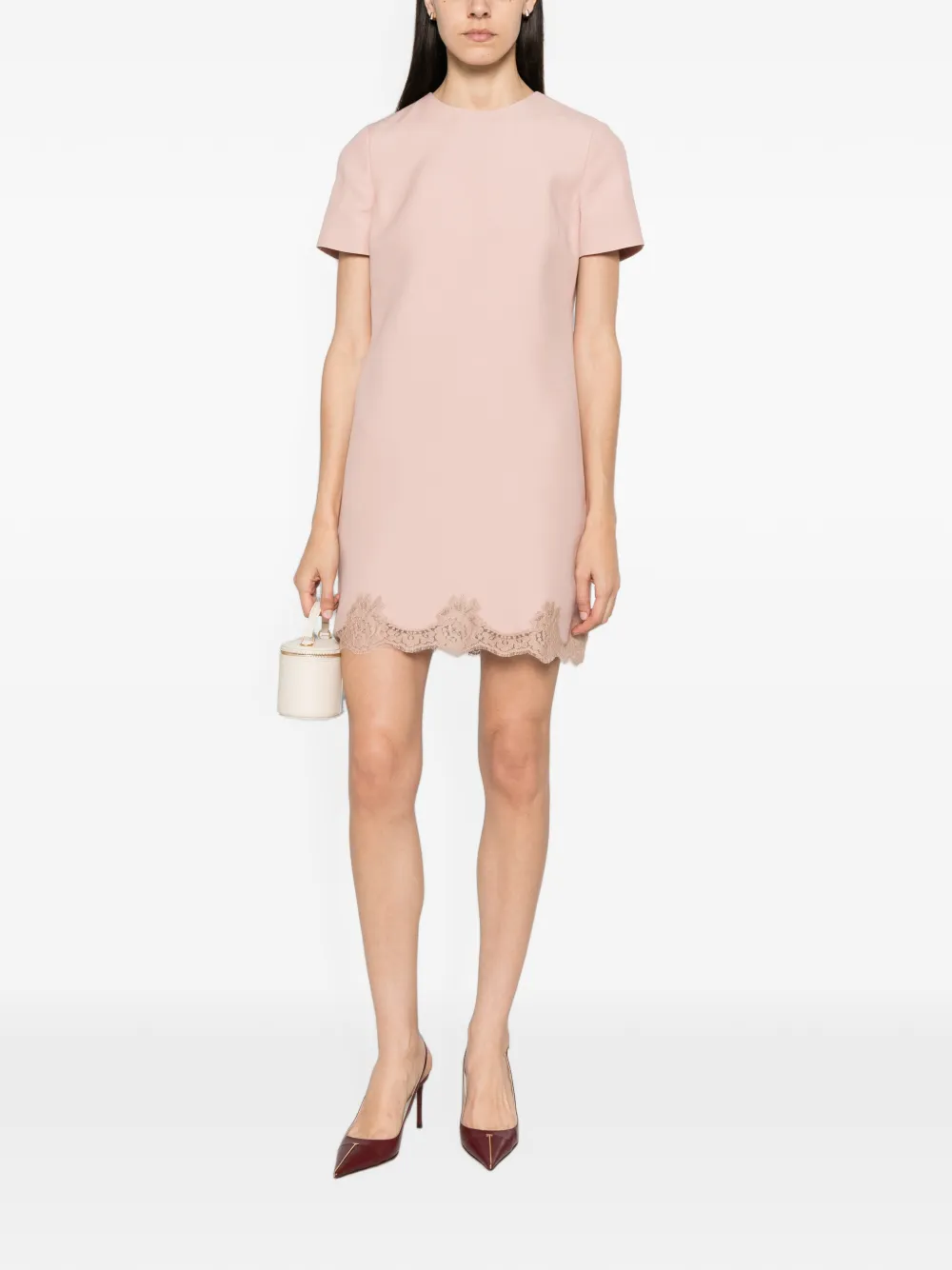 Valentino Garavani Shift mini-jurk met kanten afwerking Roze