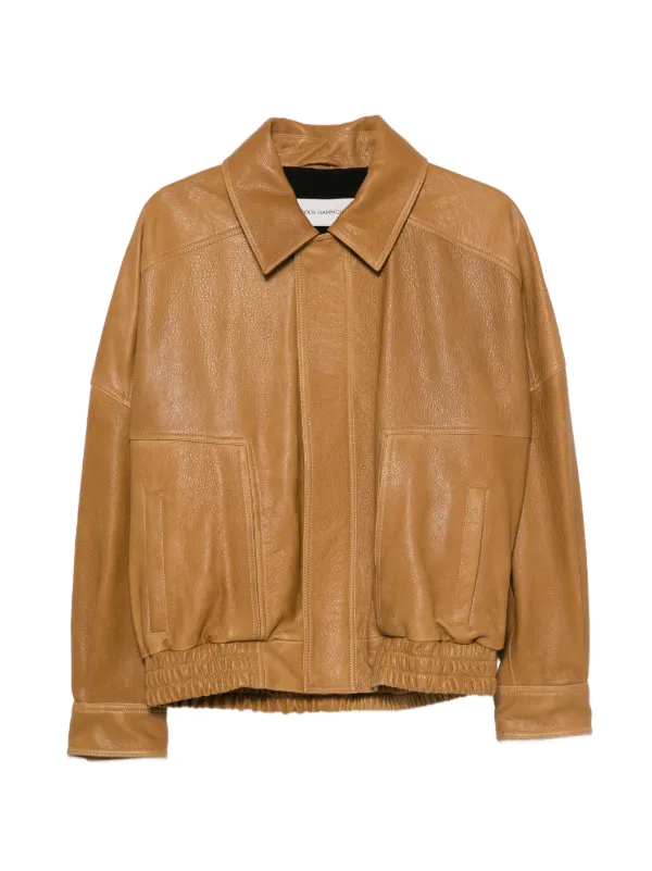 Nour Hammour Dalma Leather Jacket in Brown