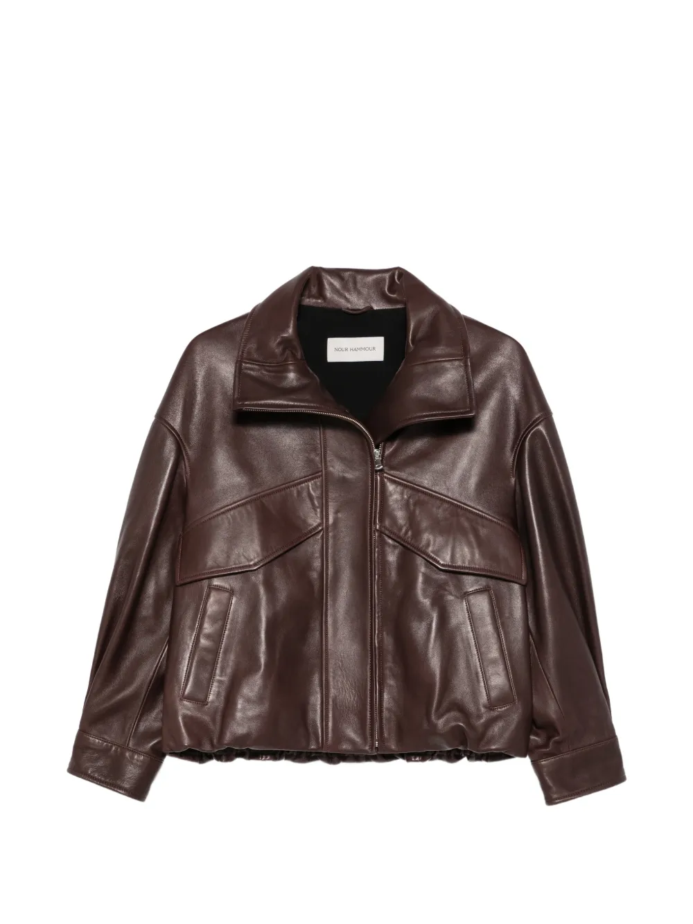 Nour Hammour Roland leather jacket - Marrone