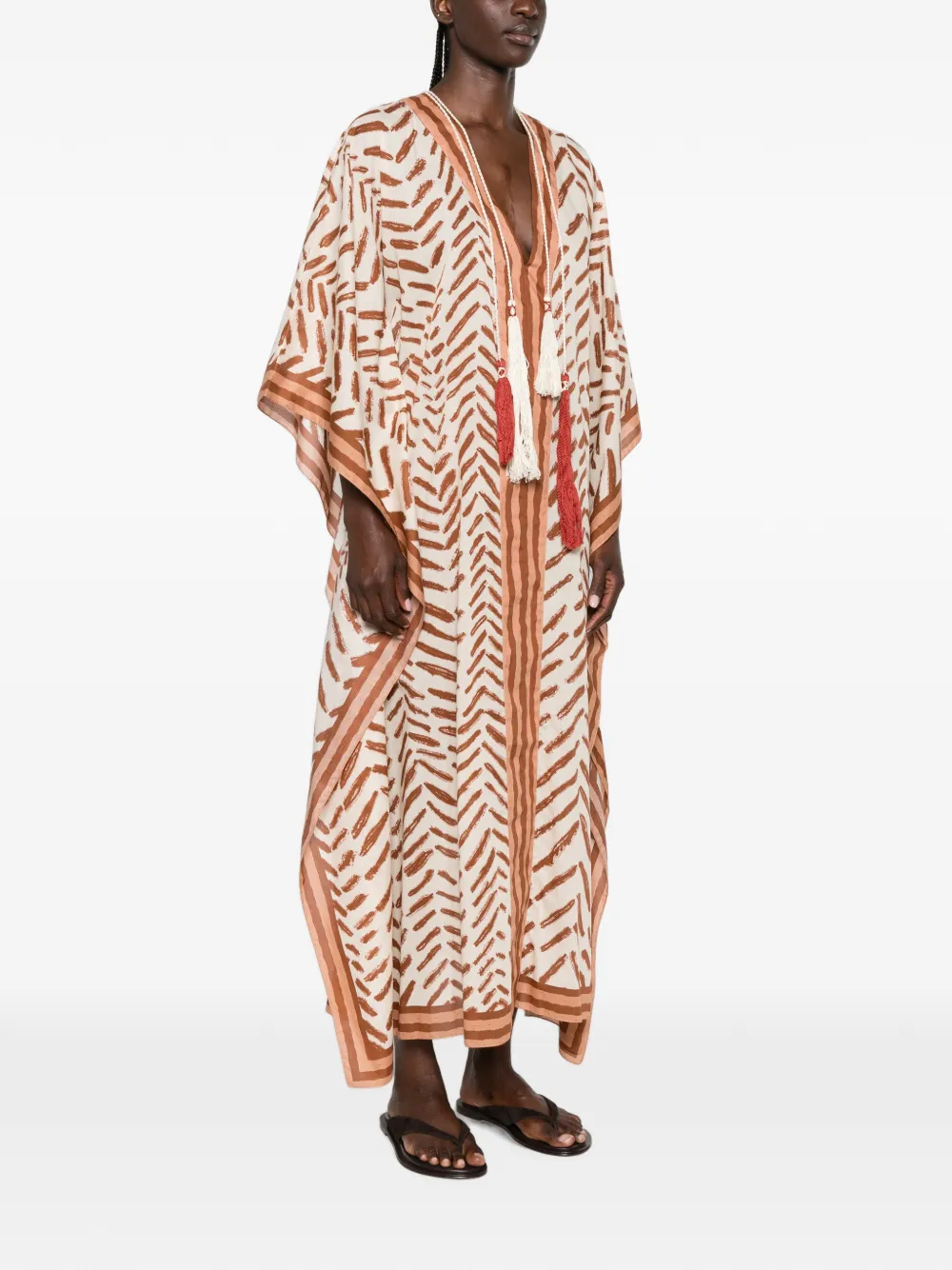 Johanna Ortiz The Secret of the Sun maxi-jurk met kwastje Beige
