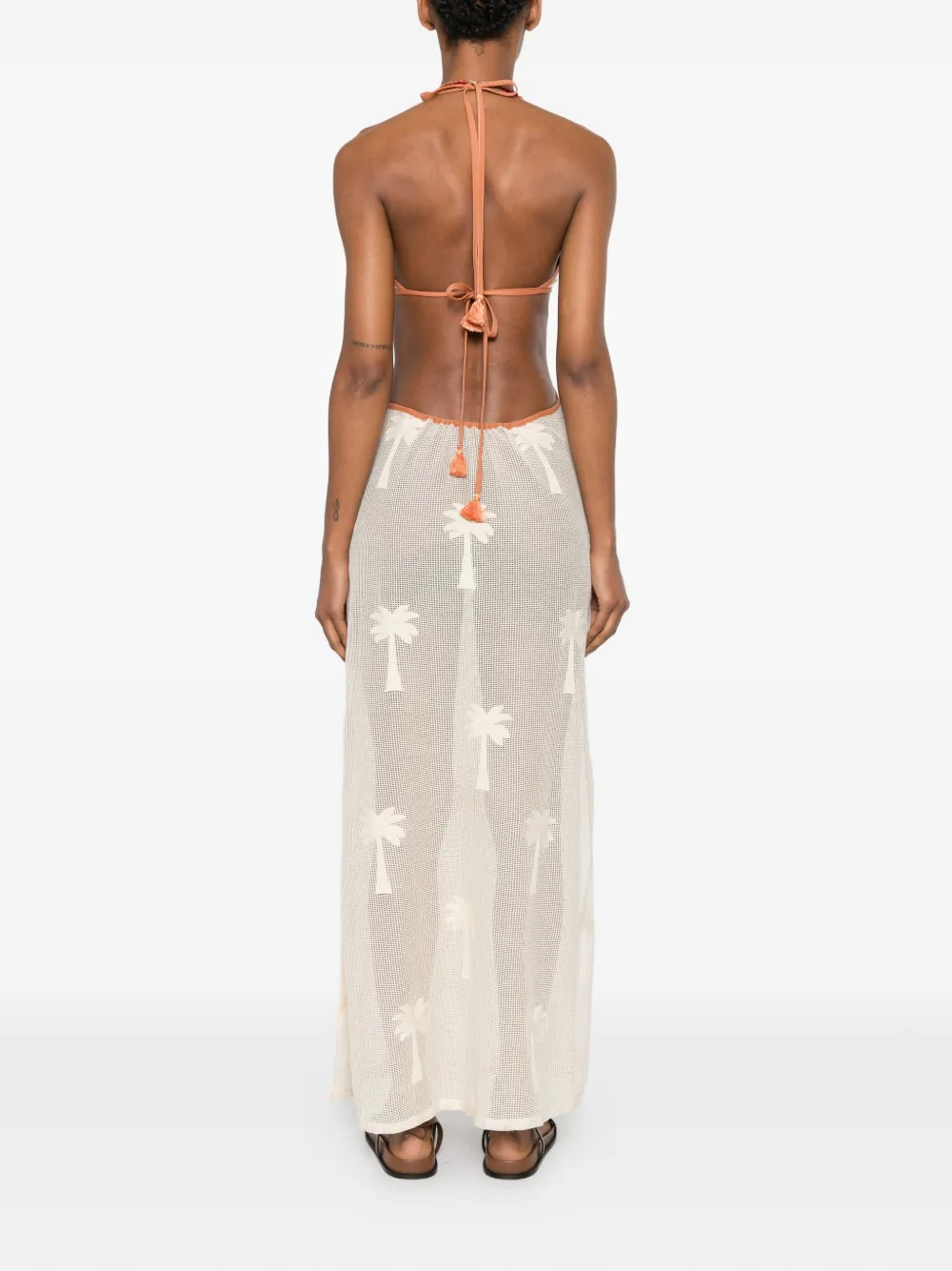 Johanna Ortiz Ebb and Flow maxi-dress met palmboom Beige
