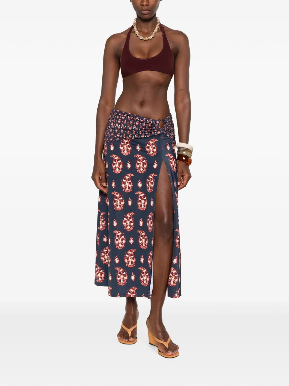 Johanna Ortiz The Sun midi-rok met paisley-print Blauw