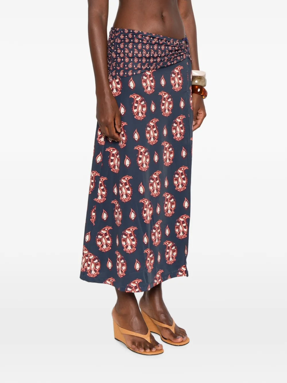 Johanna Ortiz The Sun midi-rok met paisley-print Blauw