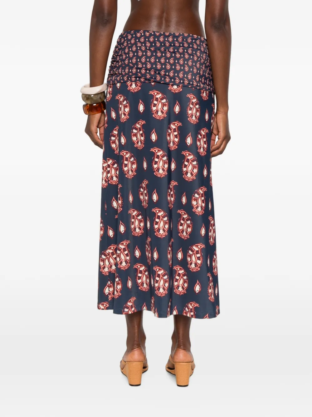 Johanna Ortiz The Sun midi-rok met paisley-print Blauw