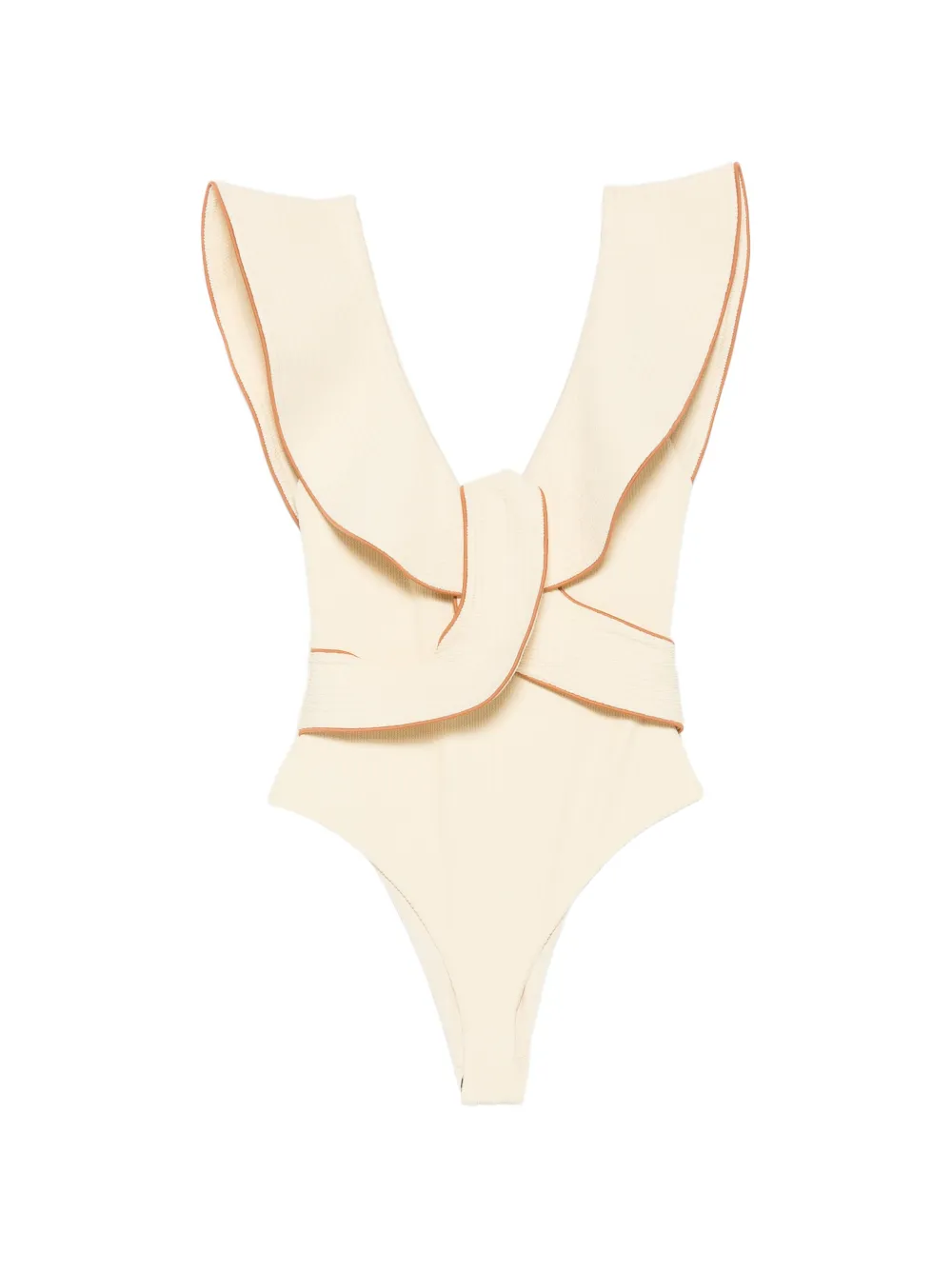 Johanna Ortiz Crinkle ruffled-detail swimsuit - Toni neutri