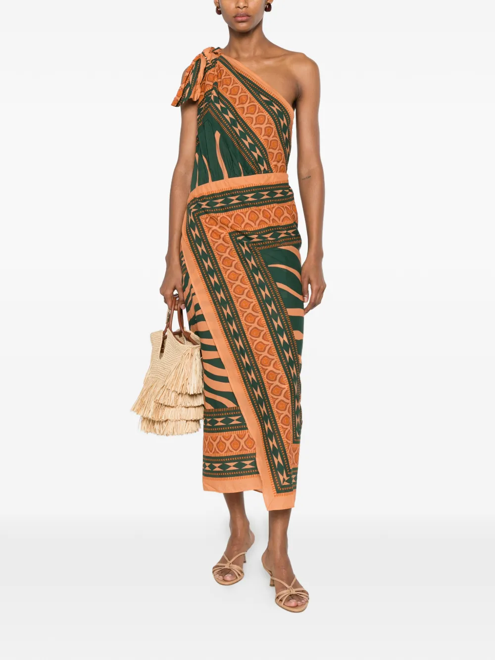 Johanna Ortiz Embracing Courage asymmetrische midi-jurk Groen