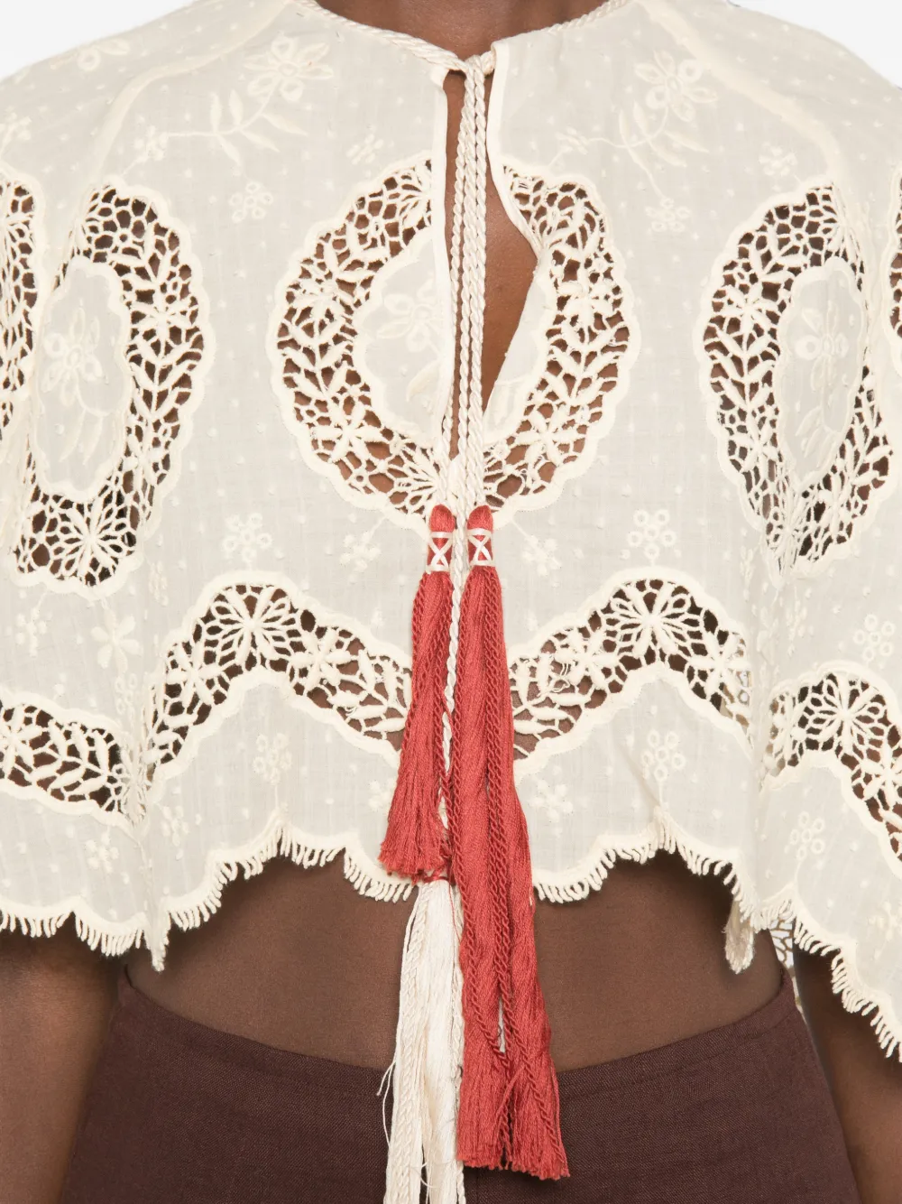 Johanna Ortiz Blouse met kwastje Beige