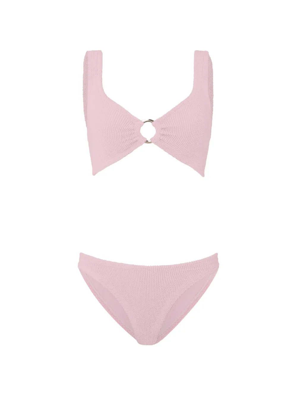 Hunza G Julia Ring-detail Crinkle-effect Bikini In Pink