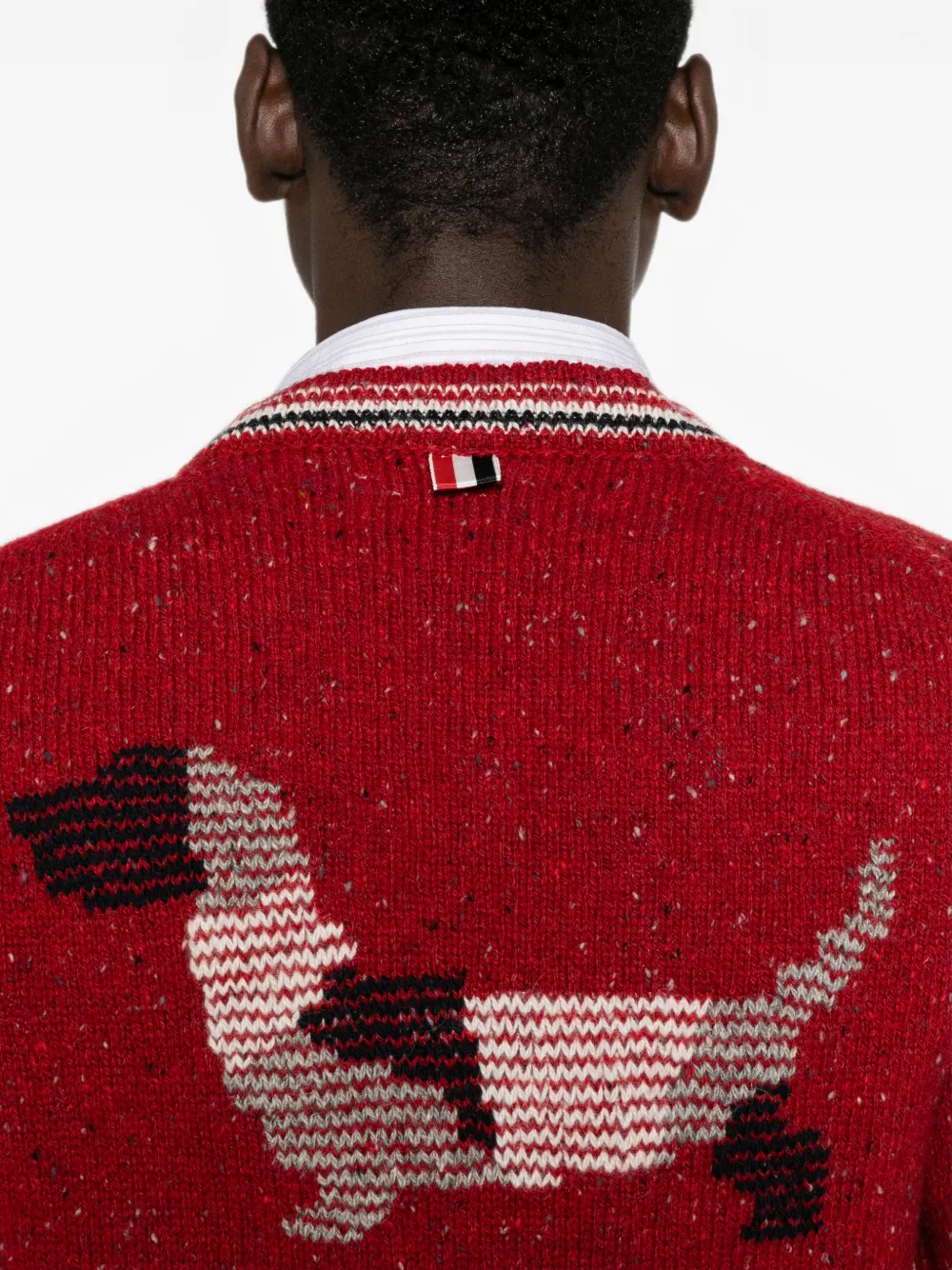 Thom Browne Hector vest met donegal intarsia en patchwork Rood