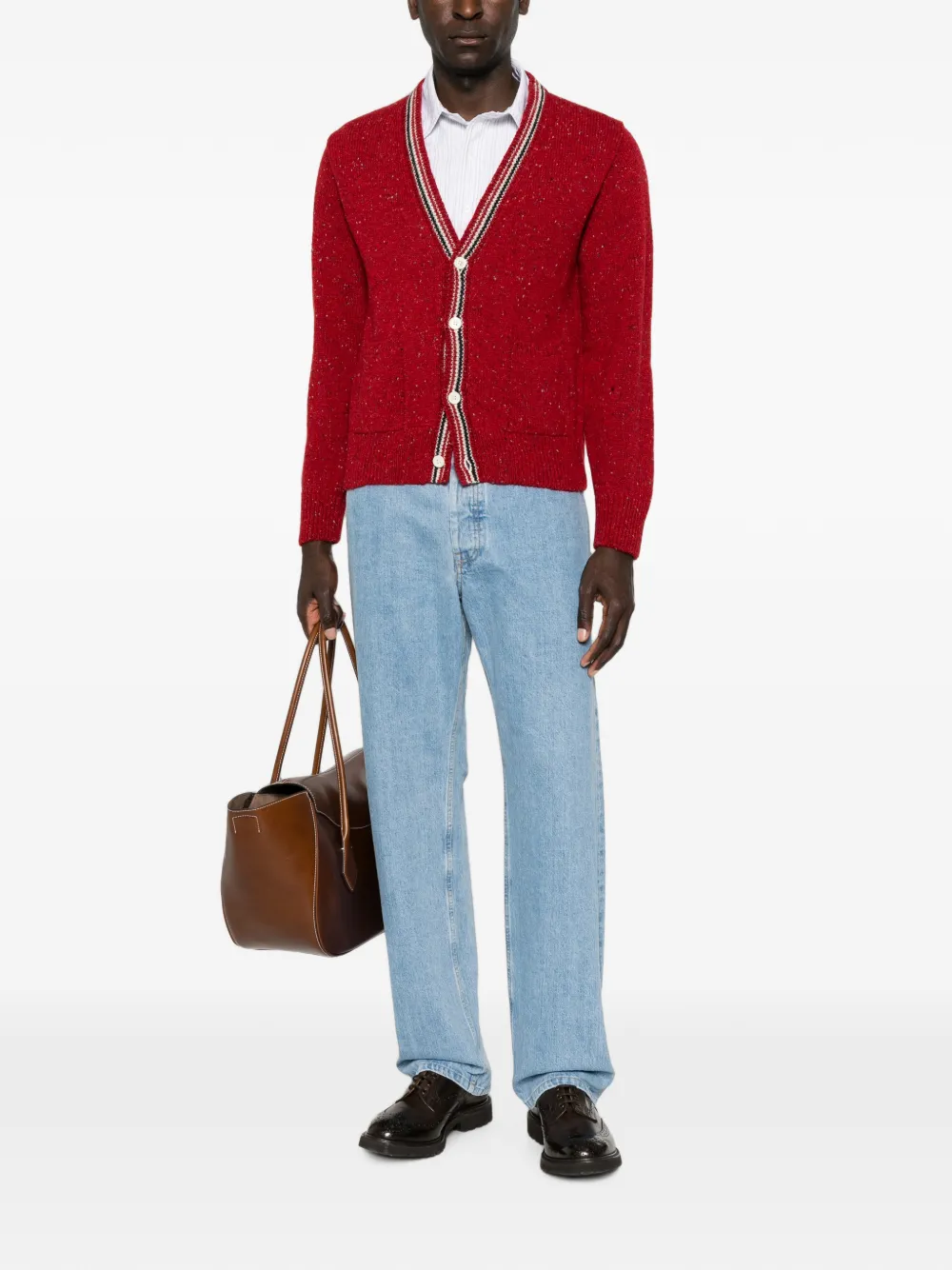 Thom Browne Hector vest met donegal intarsia en patchwork Rood