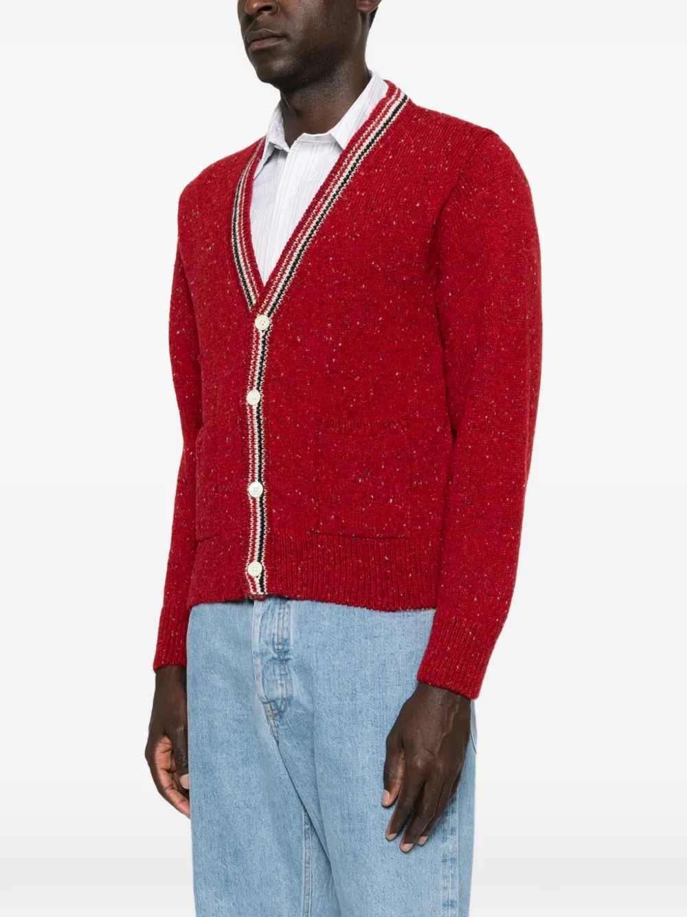 Thom Browne Hector vest met donegal intarsia en patchwork Rood
