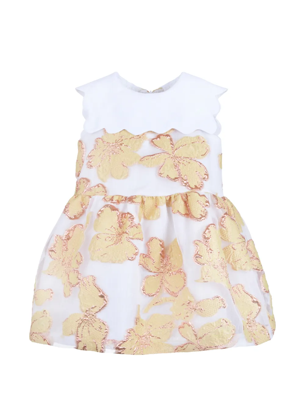 Hucklebones London floral-jacquard scalloped dress - Bianco