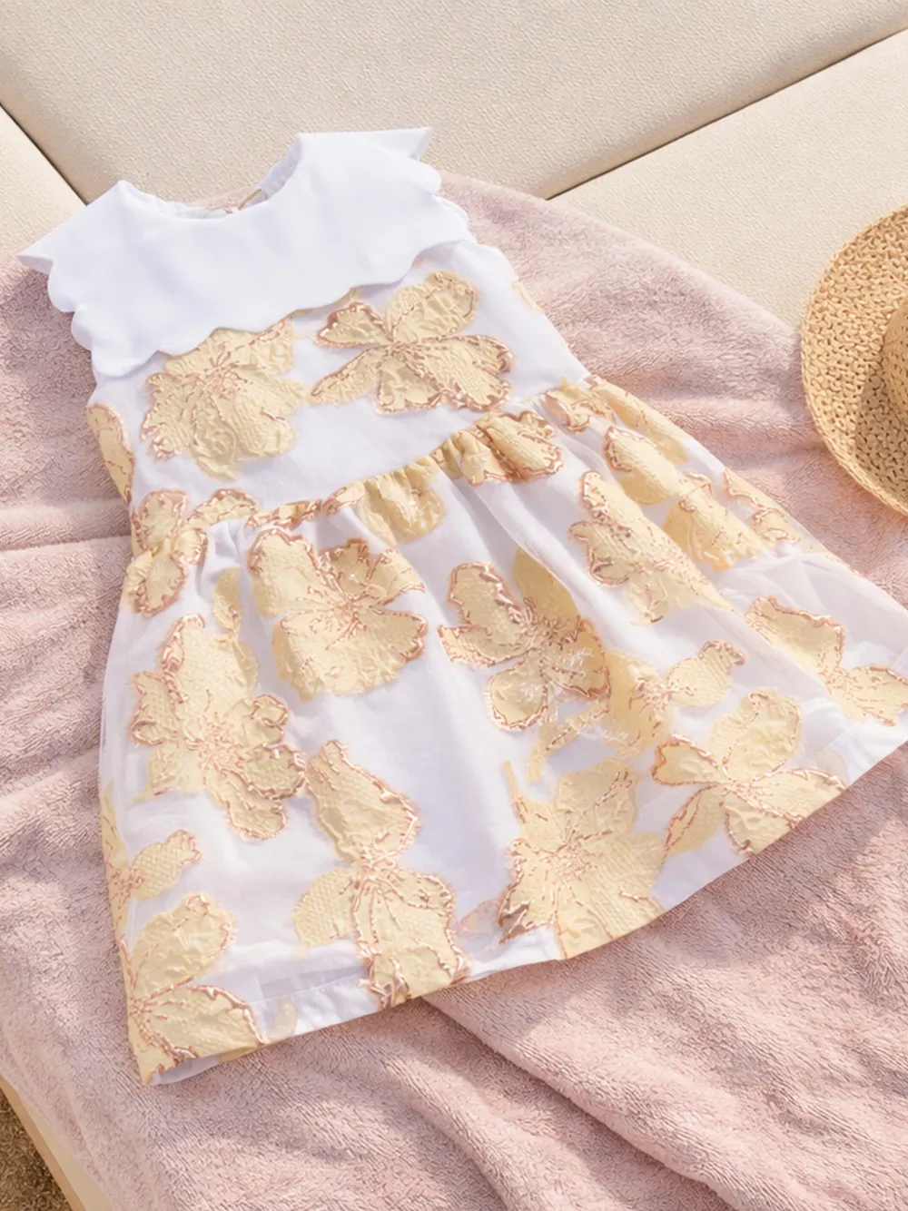 Hucklebones London Gewelfde jurk met bloemen jacquard Wit