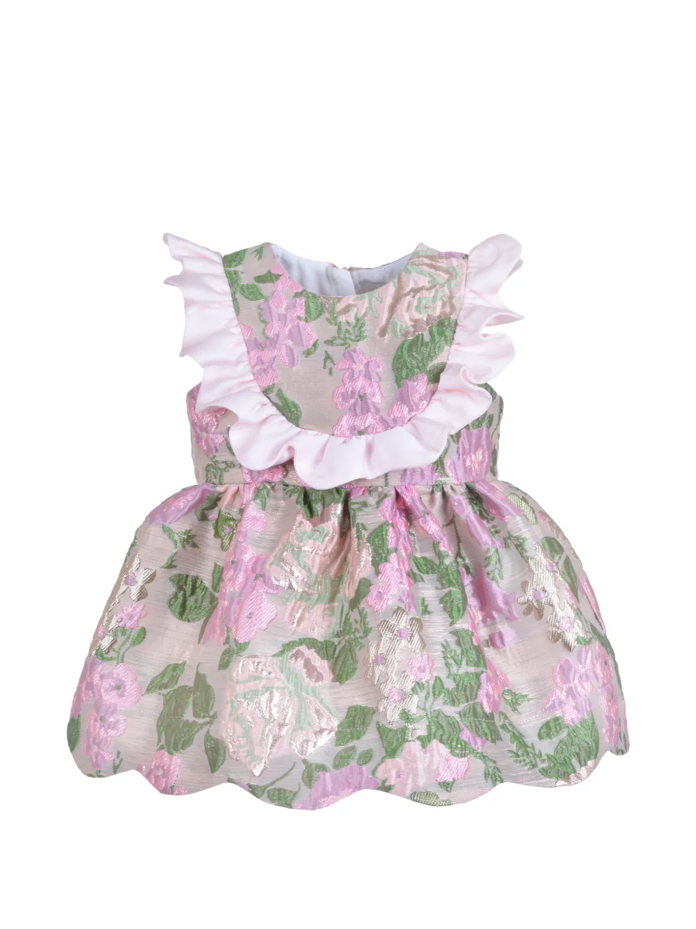 Hucklebones London scalloped ruffle bodice dress and bloomers set - Neutrals