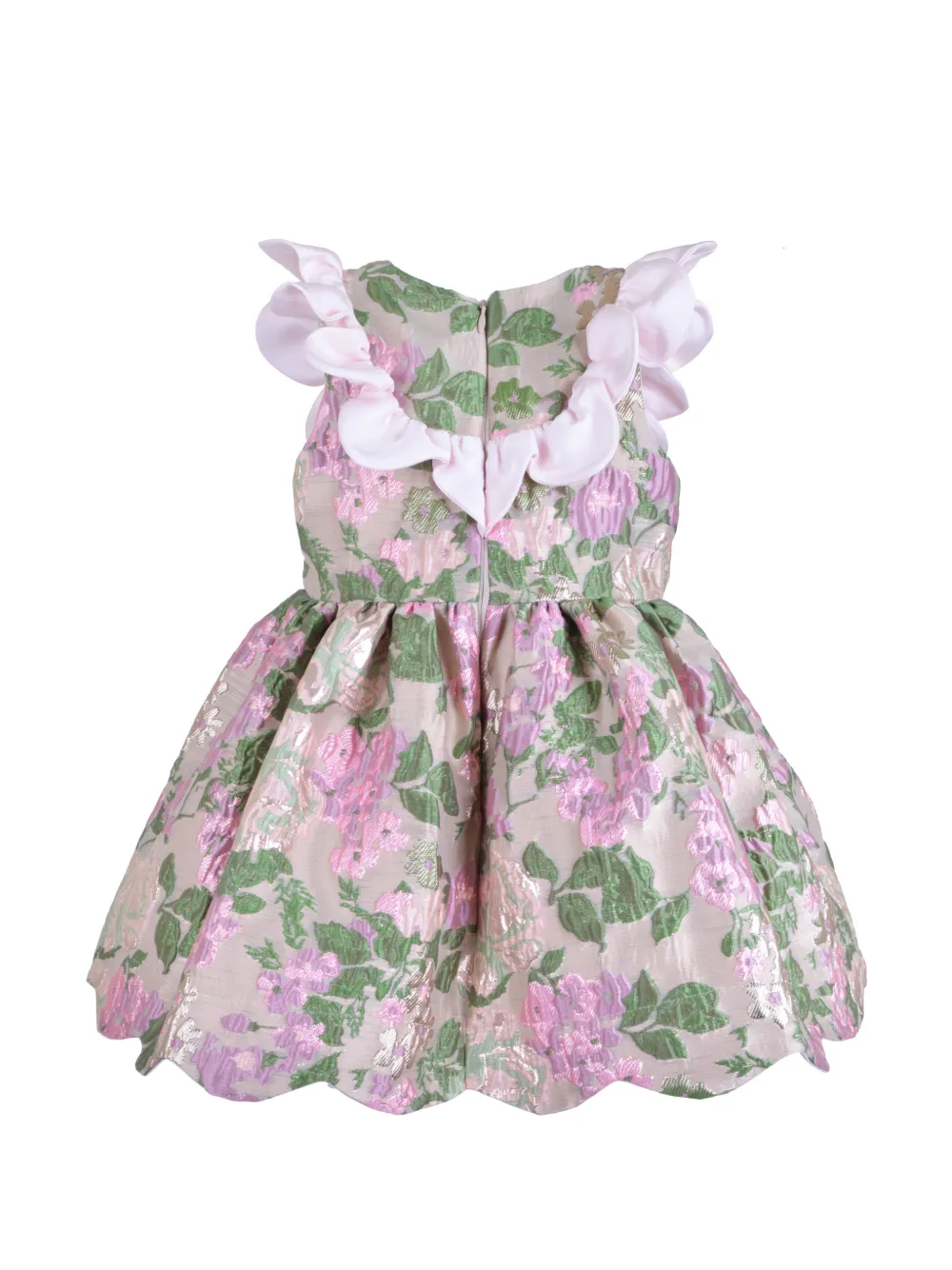  Hucklebones London Scalloped Ruffle Bodice Dress - Neutrals 