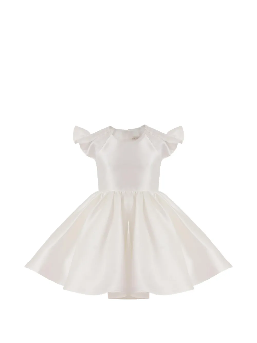Tulleen flutter-sleeve satin dress - Bianco