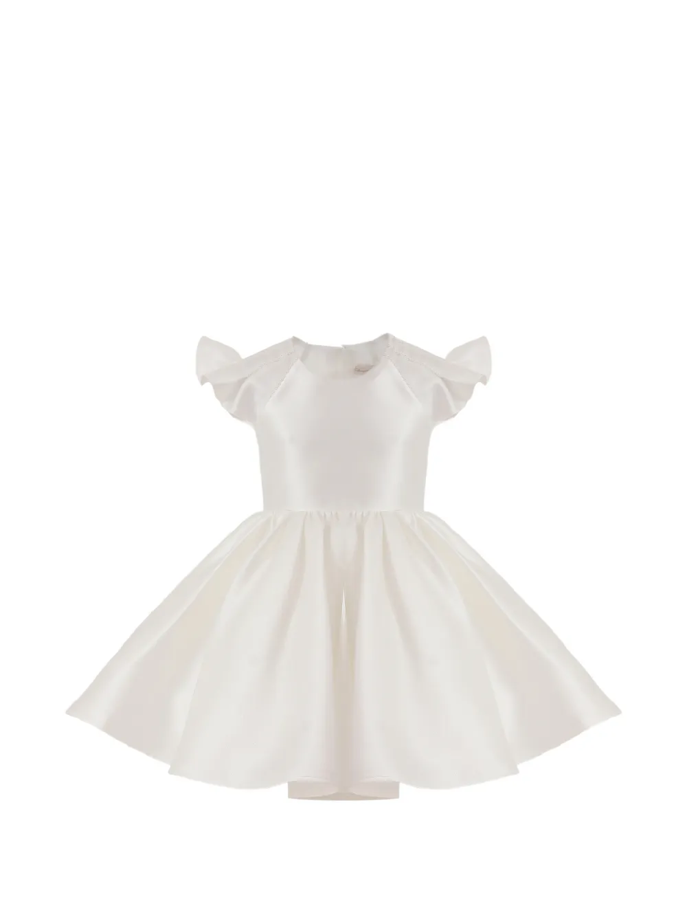 Tulleen flutter-sleeve satin dress - Bianco
