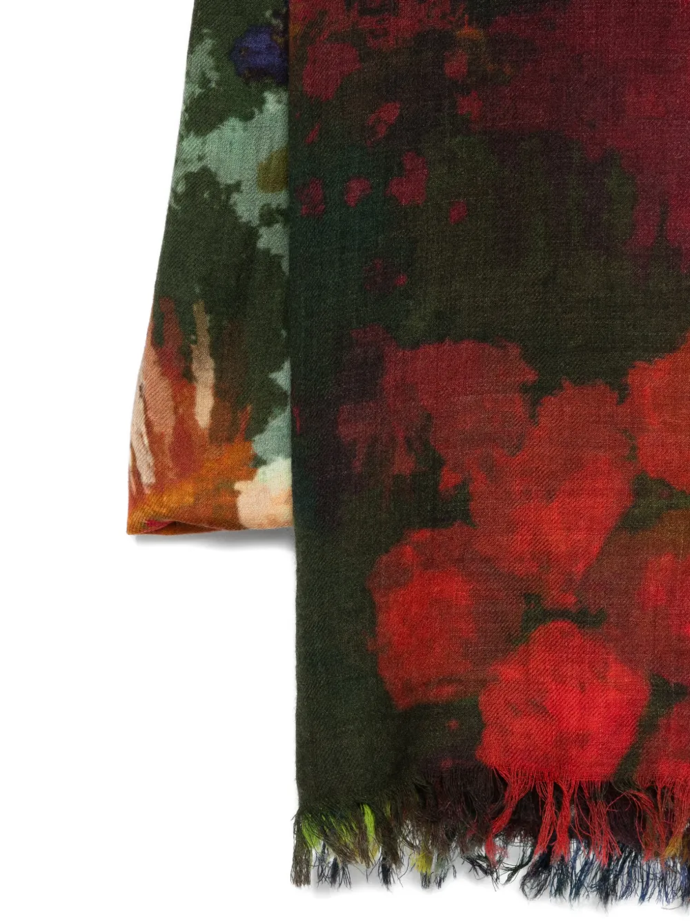  Yavi Floral-print Frayed Scarf - Red 